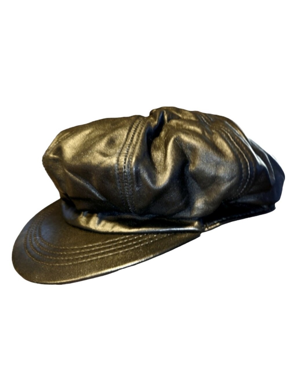 Genuine Leather Black Driving Cap Newsboy Hat 57mm (US Size 7 1/8) Med